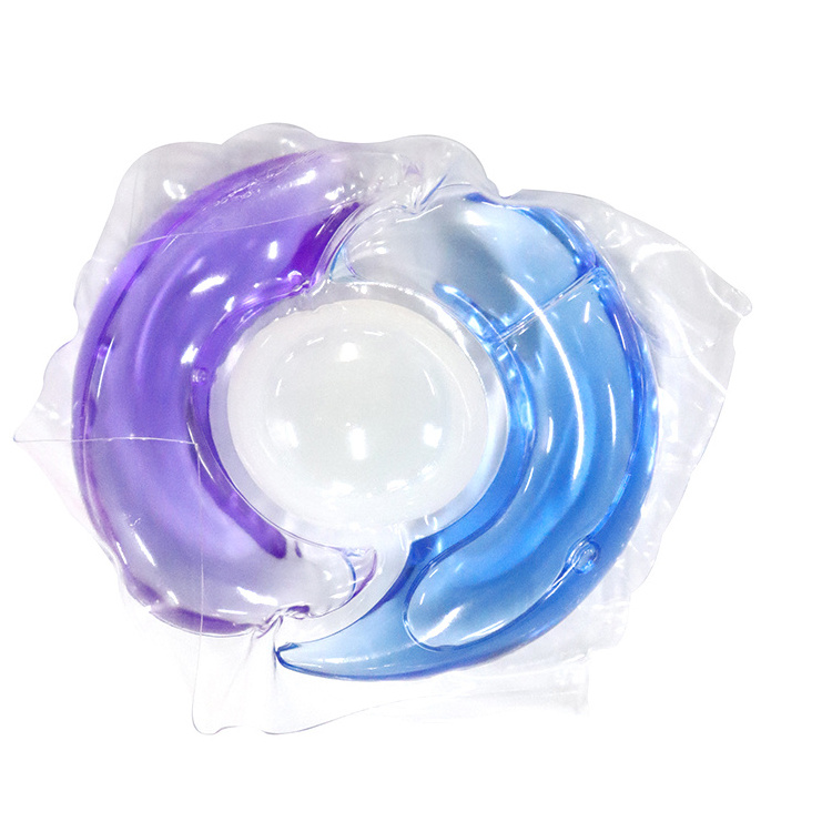 OEM ODM 3 in 1High Quality Laundry Pod Water Soluble Lasting Smell Liquid Laundry Detergent Capsules 3 cavity laundry beads