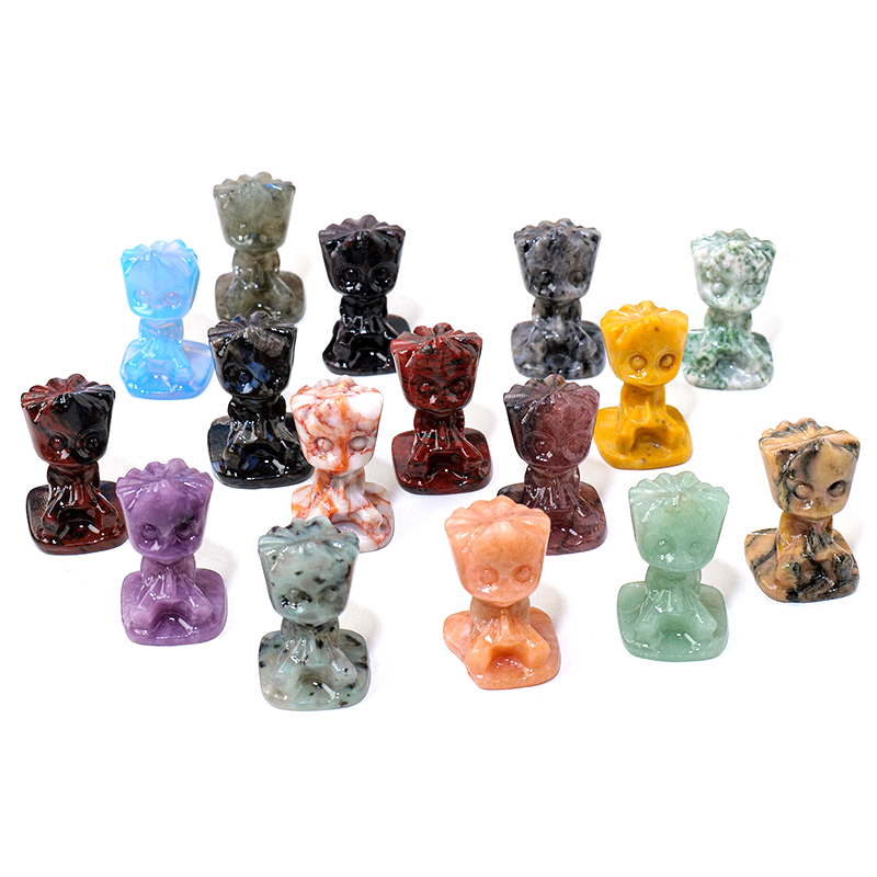 Crystal Groot Tree Man Carving Crystal Crafts for Ornaments Rough Stone DIY Semi-precious Stone Natural Gemstone SCULPTURE Angel