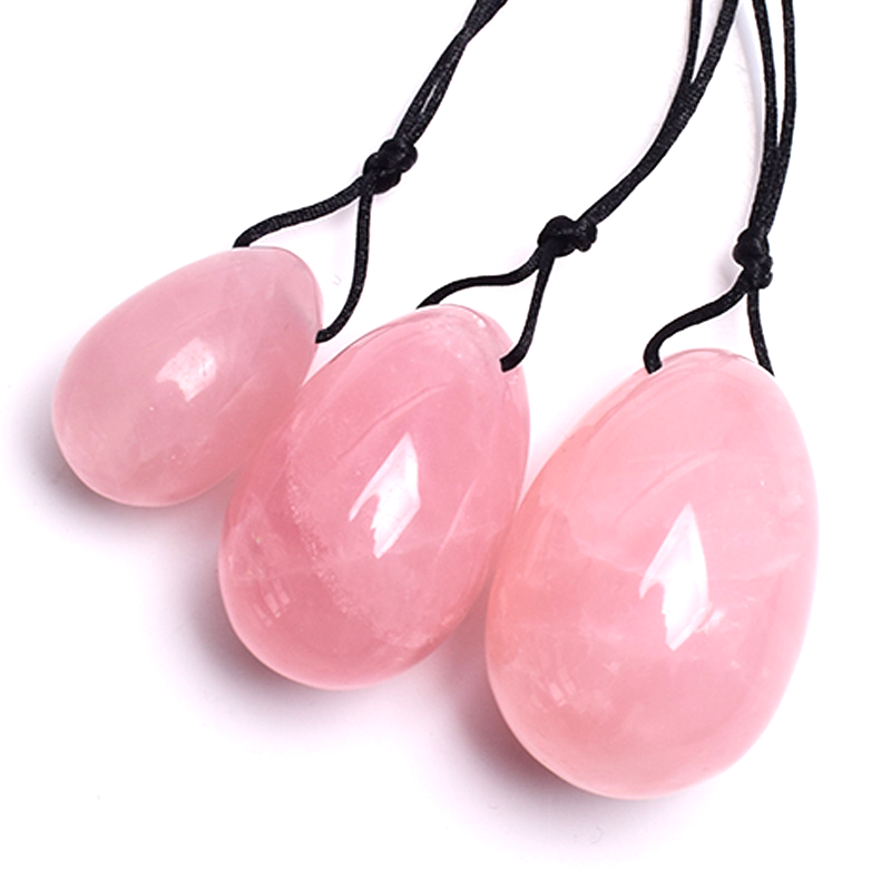 Natural Women Yoni Eggs Pink Rose Quartz Set of 3 Jade Yoni Eggs Massage Stones Crystal Yoni Egg for Training Muscles Kegel