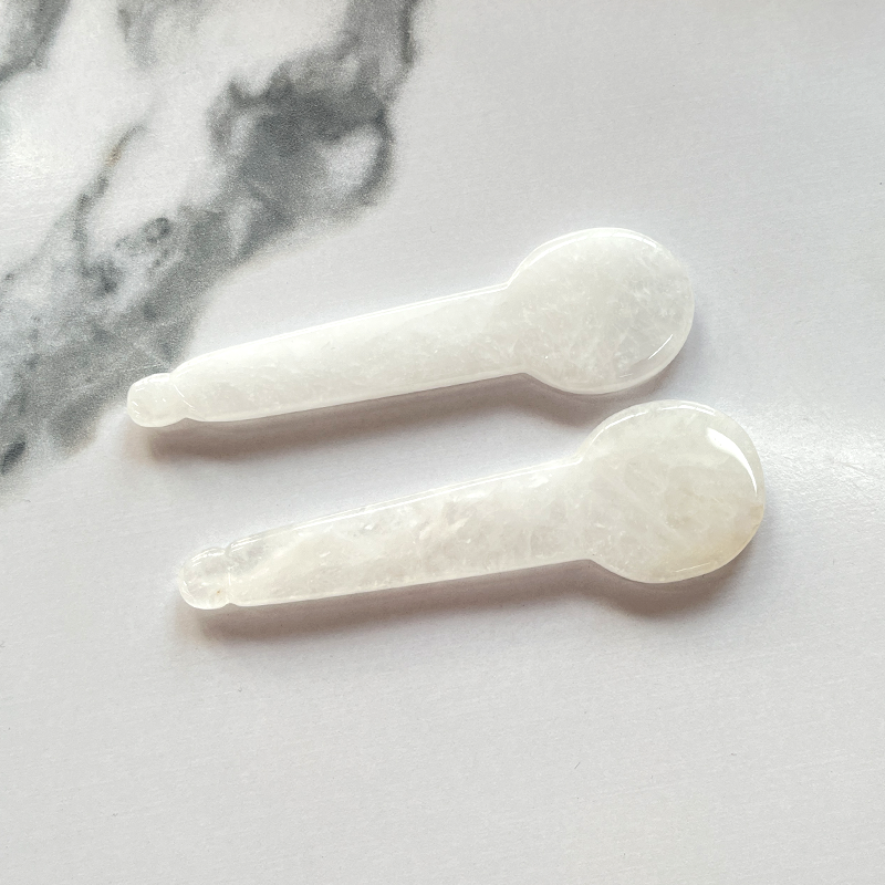 Natural Jade Guasha Spatula White Jade Gua Sha Spoon Face Massage Tools White Jade Acupressure Gua Sha Spoon  for Face Sculpting