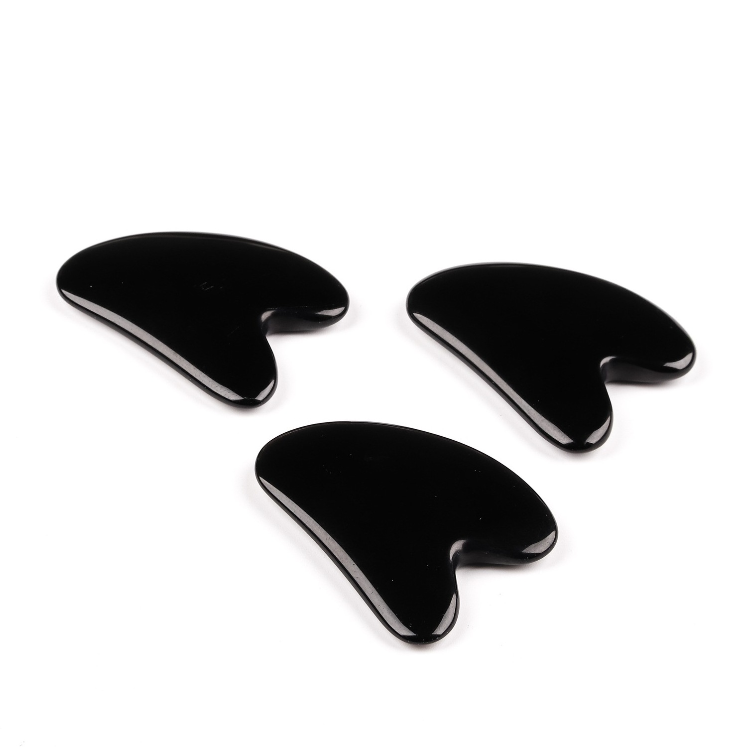 Black Obsidian Gua Sha Facial Tools Black Guasha Stone for Skincare Face Body Relieve Muscle Tensions Reduce Puffiness