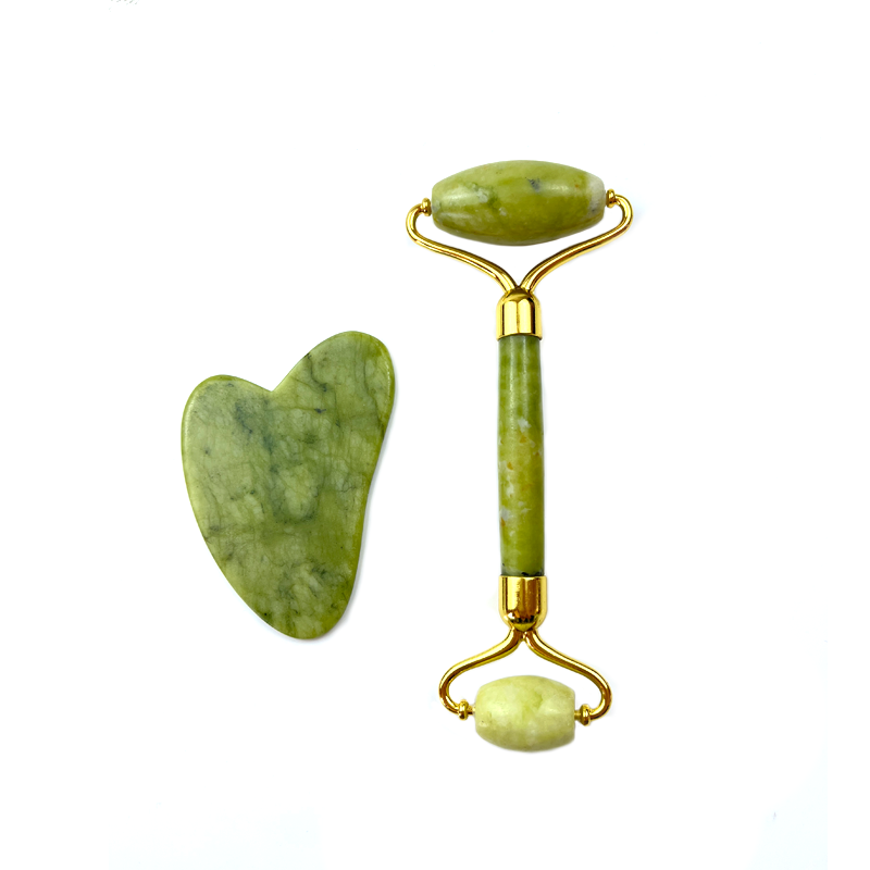 Wholesale Xiuyan Jade Face Roller and Gua Sha Set Scraping Massage Tools Natural Xiuyan Jade Gua Sha for SPA