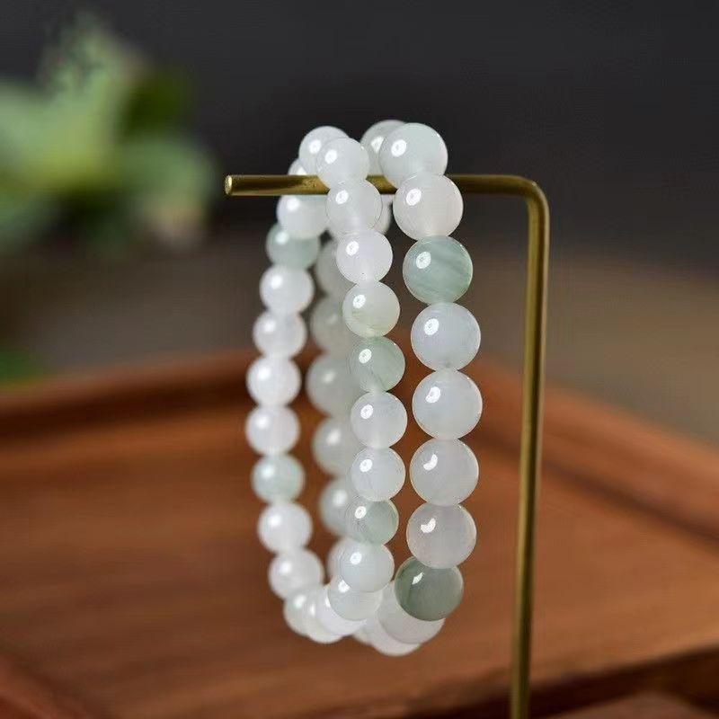 Golden Silk Jade Bracelet Stone Beaded Bracelets Tianshan Cui Jadetie Bracelet for Gift Wholesale Xinjiang Natural Opp Bag 8mm