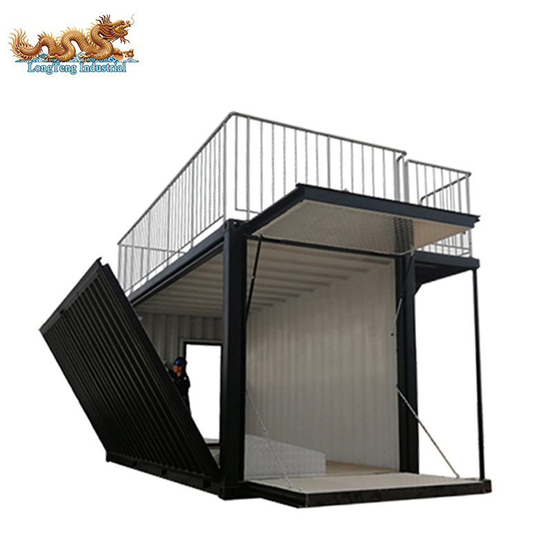 Expandable Mobile Pop-Up House Drop Down Deck Two Story 20 ft Shipping Container Coffee Shop Bar 20ft Prefabricated