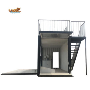 Expandable Mobile Pop-Up House Drop Down Deck Two Story 20 ft Shipping Container Coffee Shop Bar 20ft Prefabricated