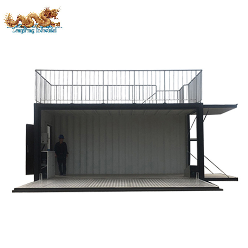 Expandable Mobile Pop-Up House Drop Down Deck Two Story 20 ft Shipping Container Coffee Shop Bar 20ft Prefabricated