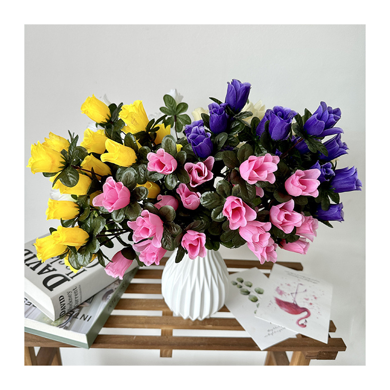 Azalea 7 forks 21 head fakeflower simulation bouquet plastic flower flower bed decoration pastoral decoration