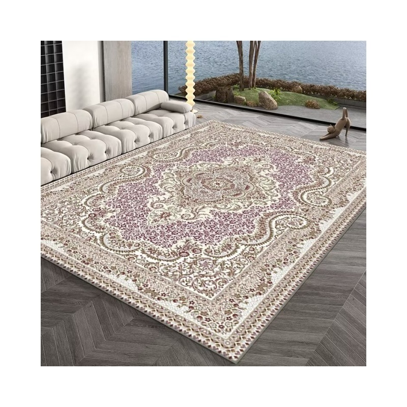 2024 Eco-friendly Handwoven Printed Jute Chenille Flat Pile Boho Rug for Eco-Friendly and Stylish Home Decor