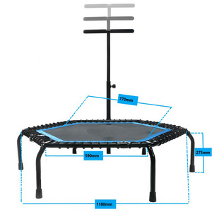 Adults Kids 40" Folding Mini Fitness Rebounder Gym Trampoline with Adjustable Foam Handle for Sale