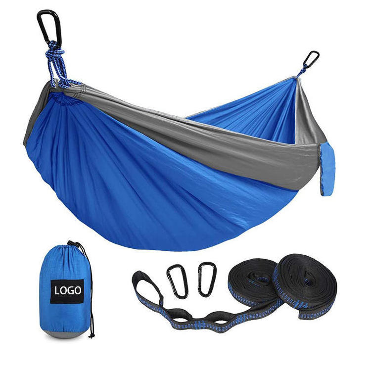 Dark Grey Backpacking Hiking Travel Beach Garden Camping Double Lightweight Hammock with Hanging Ropes