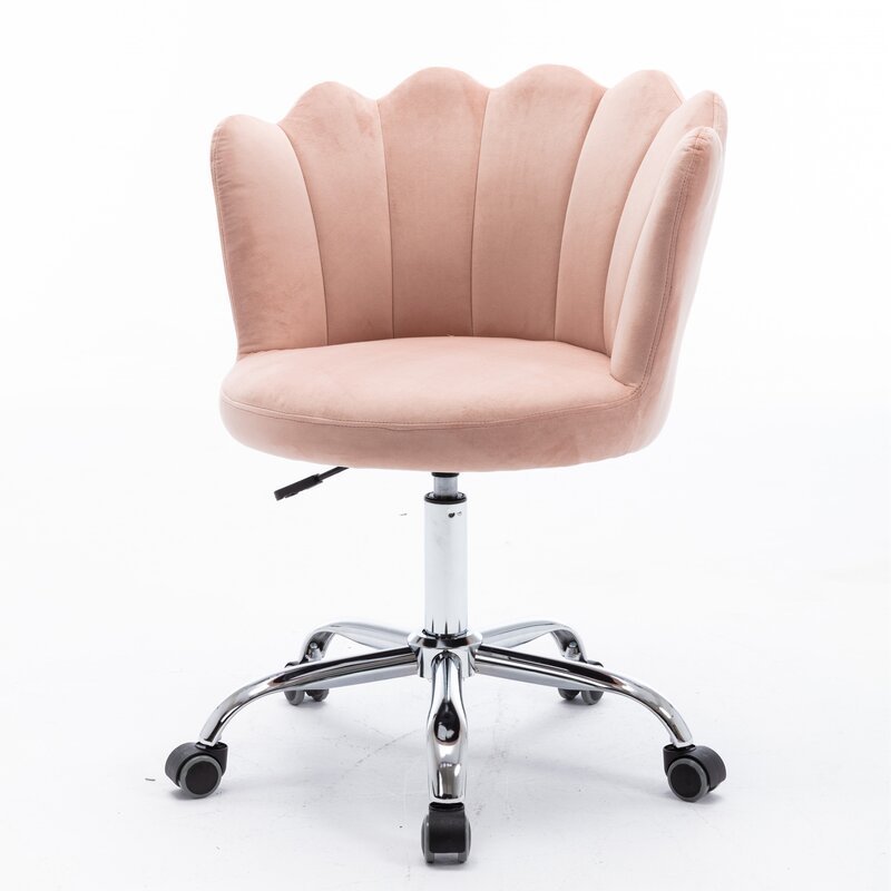 Elegance luxury comfy armrest pink velvet office swivel chair with adjustable height