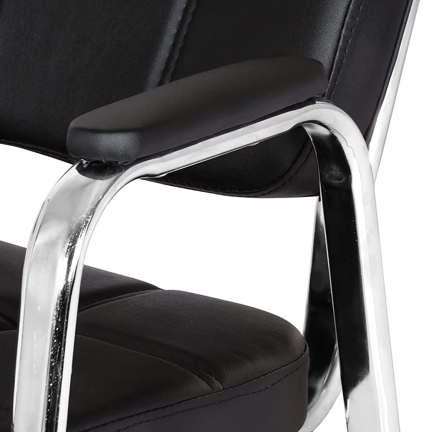 New design black faux leather office visitor guest conference chair with armrest