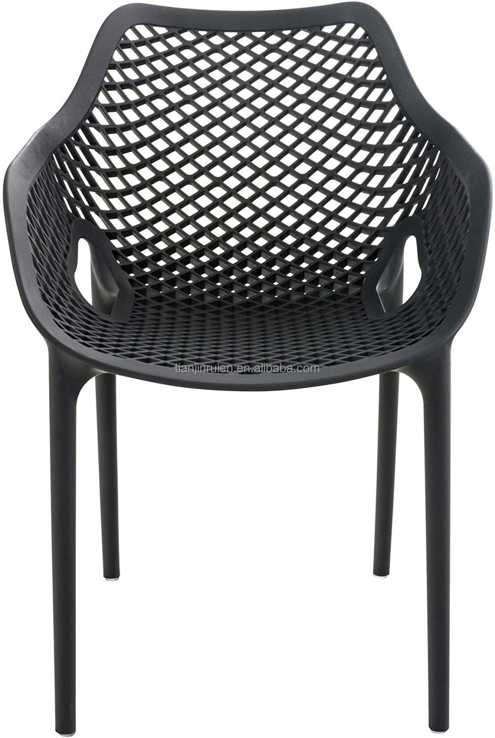 Wholesale air armchair black stackable patio garden outdoor polypropylene plastic chairs