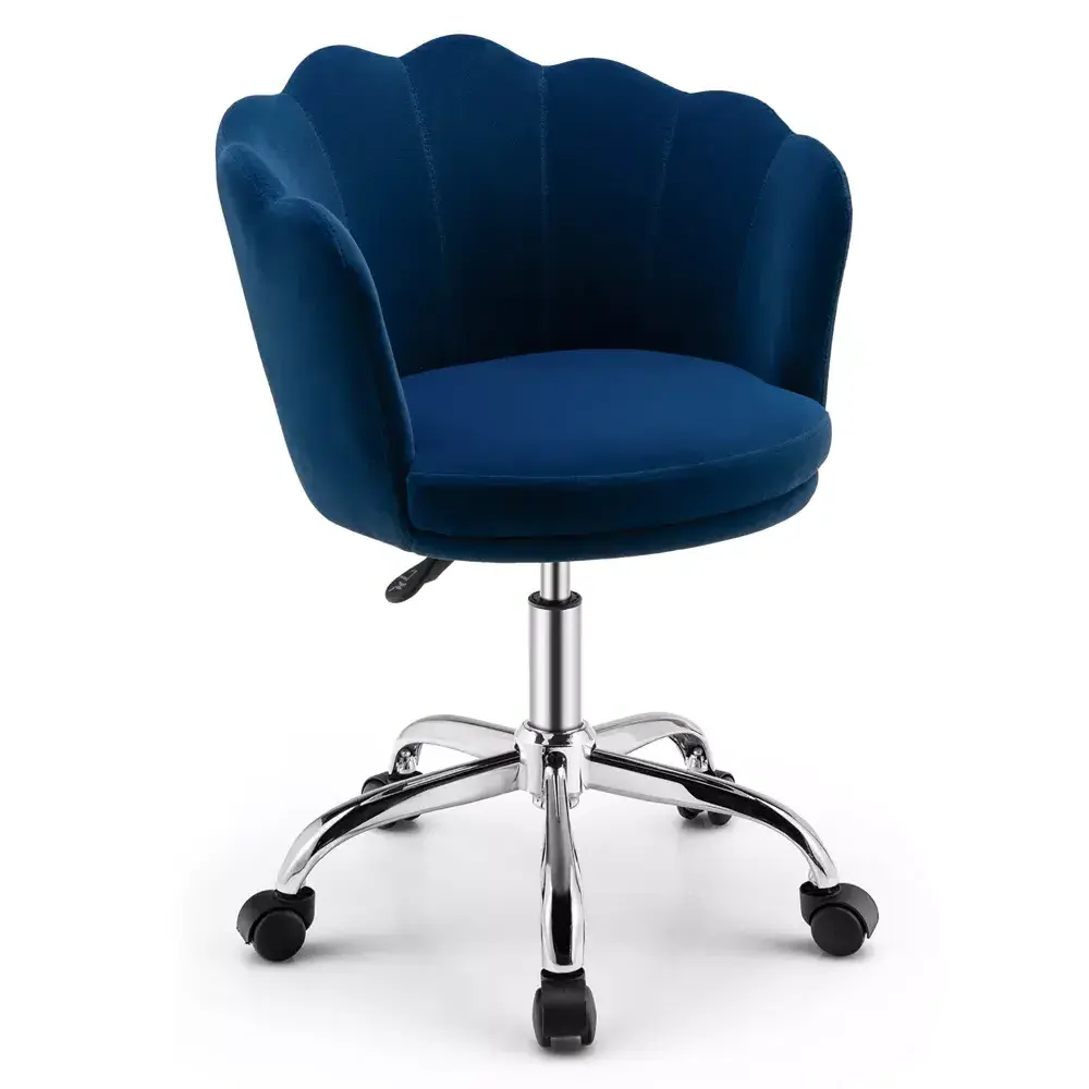 Modern fashion height adjustable swivel armrest navy blue velvet office desk chair