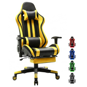 Yellow faux leather Computer Home Office Racing Gaming Chair with footrest