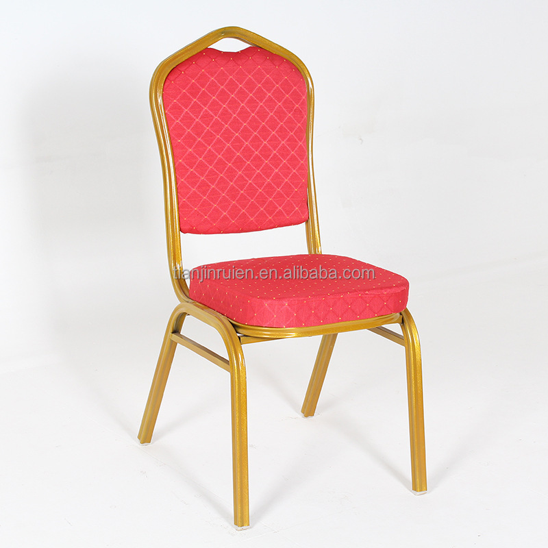 Crown back comfortable fabric banquet chair with metal leg