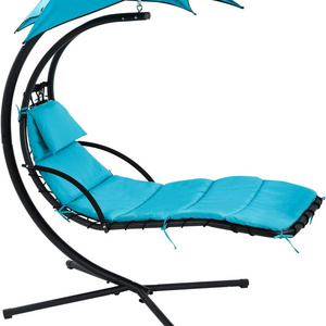 Blue Hammock Stand Swings Adults Hanging Chaise Lounger Floating Canopy Swing Arc Air Porch Patio Outdoor Chair