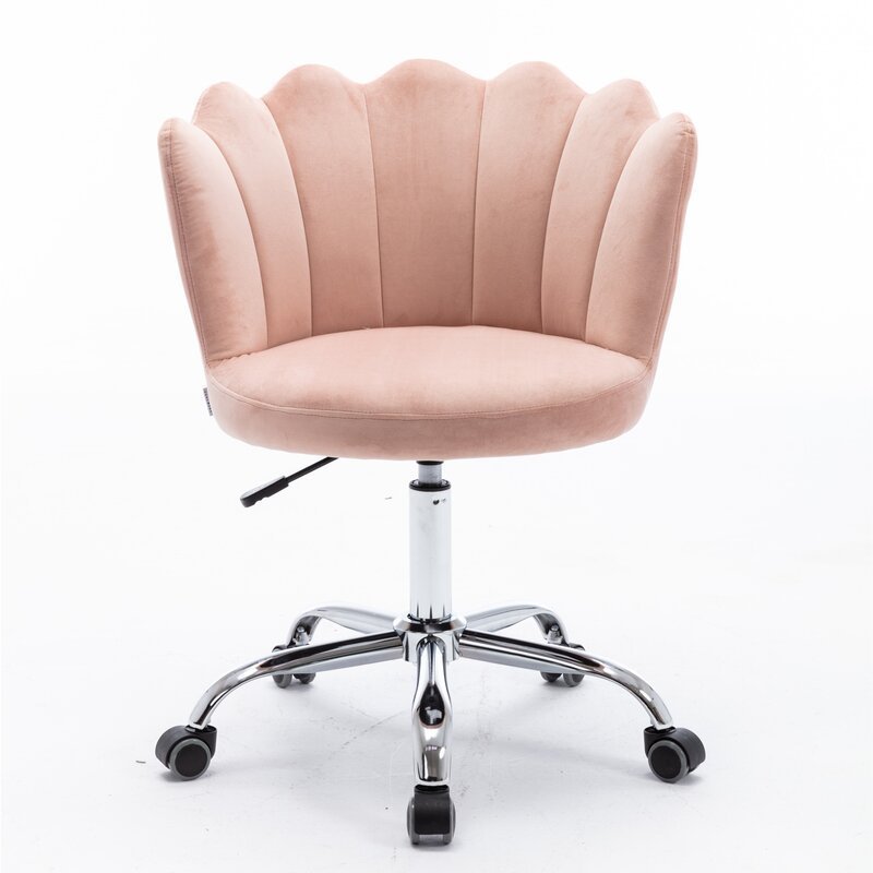 Elegance luxury comfy armrest pink velvet office swivel chair with adjustable height