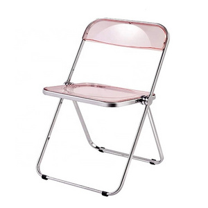 Modern fashion pink Transparent Clear Acrylic PC Plastic Folding Chair