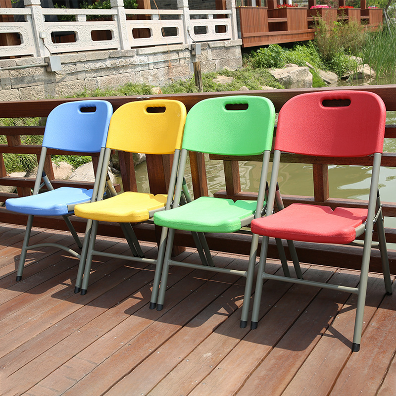 Customized Color Chair Plastic Metal Foldable Outdoor Chair Metal Steel Tube with Plastic Chair