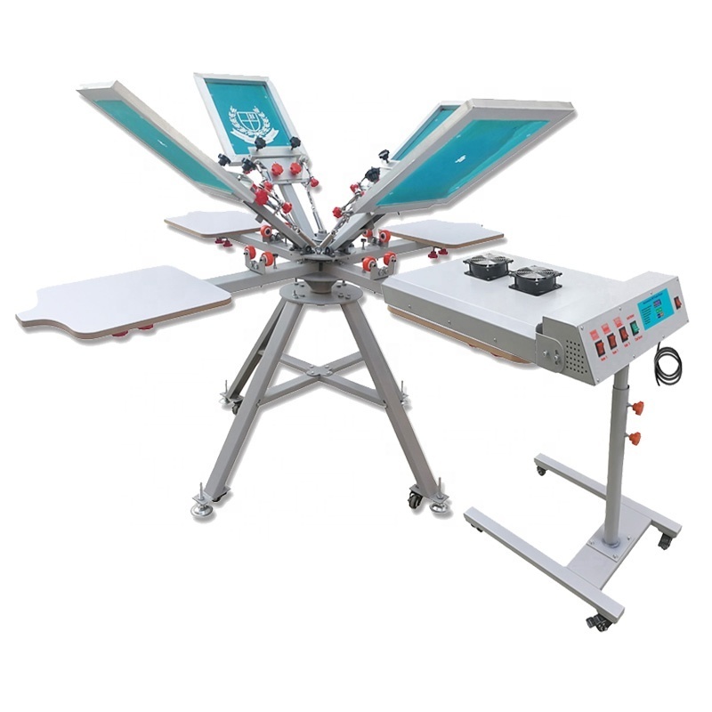 Trousers T-shirts Shoes Micro Registation Four Colors Four Stations Carousel Screen Printing Machine CE Provided Screen Printer