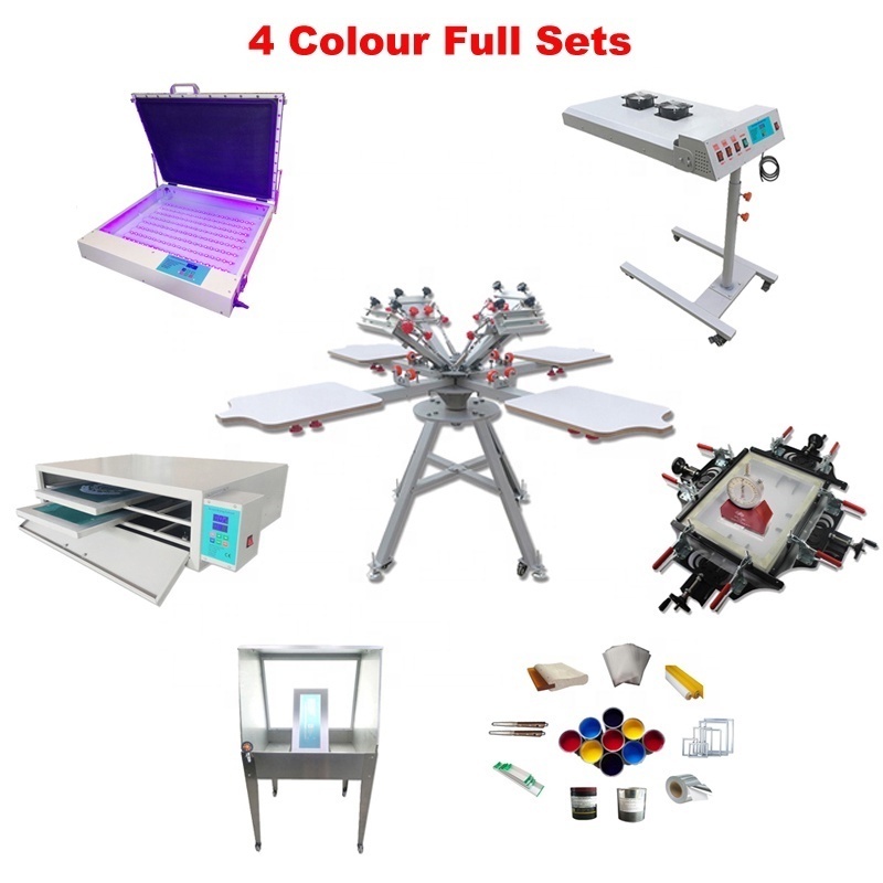 T-shirts Skirt Shorts 4 Color Rotary Silk Screen Printing Machine CE Provided Screen Printer Bearing Manual 4 Station Multicolor