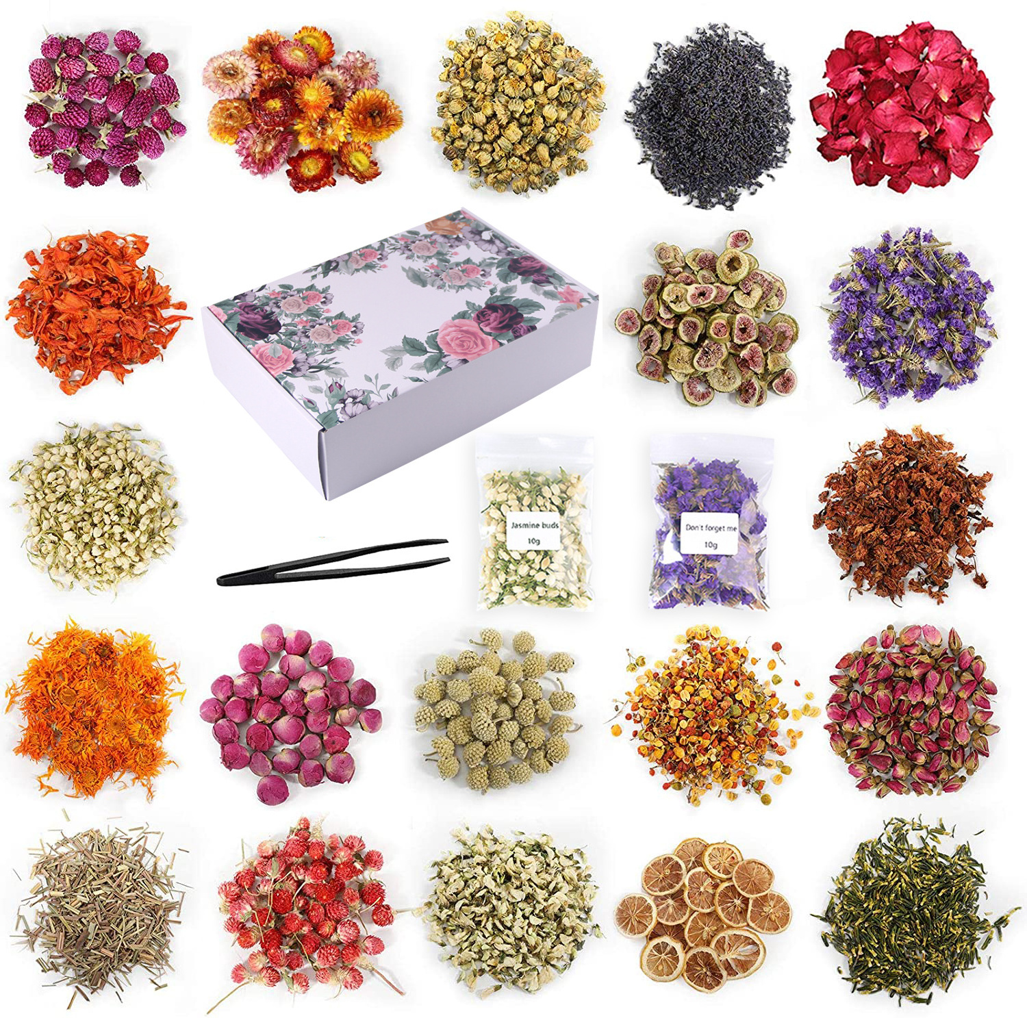 Hot Selling Premium 100% Natural Real Dried Flowers Rose Lavender Jasmine Mixed Handmade for Candle Soap Bath bombs Flower Kit