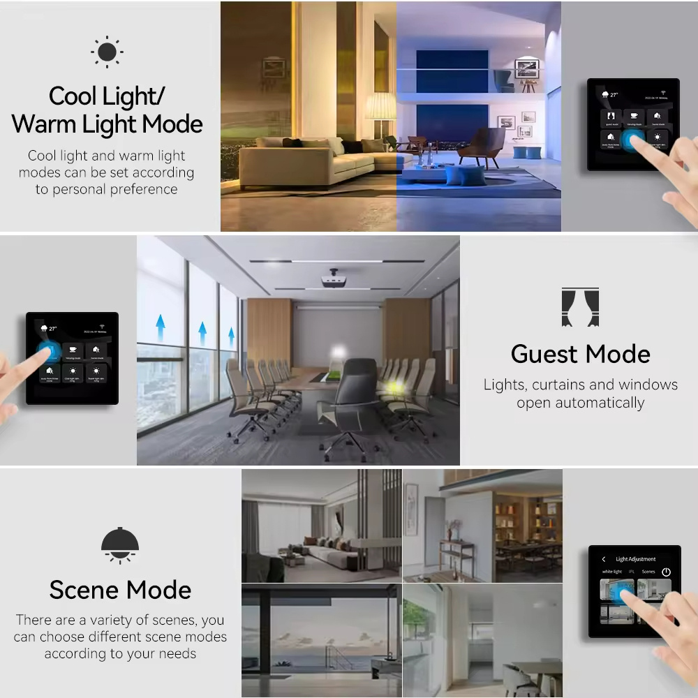 Alexa Smart Home Automation System Products Central Touch Switch Control Panel Screen Zigbee Gateway Wifi Tuya Smart Wall Switch