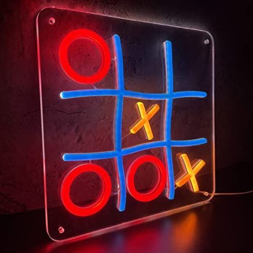 Tic Tac Toe Neon Lights Signs Game Wall Decor Gaming Room LED Sign Light with USB Gift Gamers Teen Boy Room Bedroom Party Decor