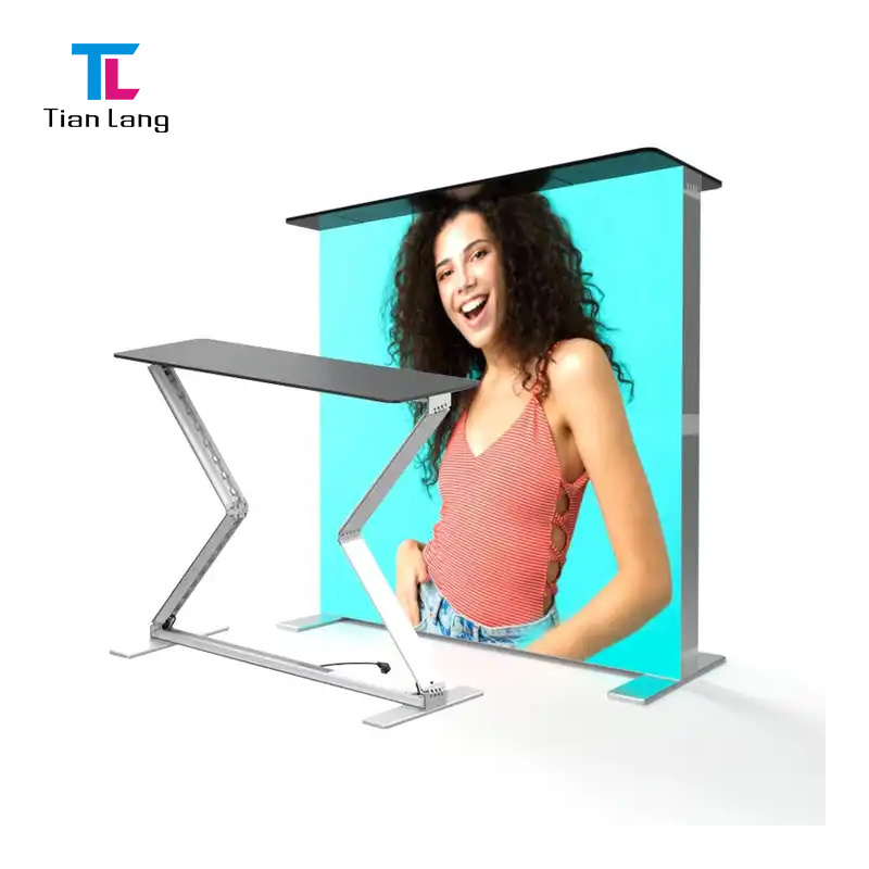 TianLang  Seg Backlit Booth 20x20 Promotion Table Stand Seg Frameless Led Box Light Trade Show Display Counter