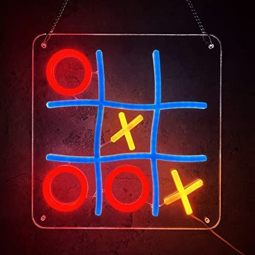 Tic Tac Toe Neon Lights Signs Game Wall Decor Gaming Room LED Sign Light with USB Gift Gamers Teen Boy Room Bedroom Party Decor