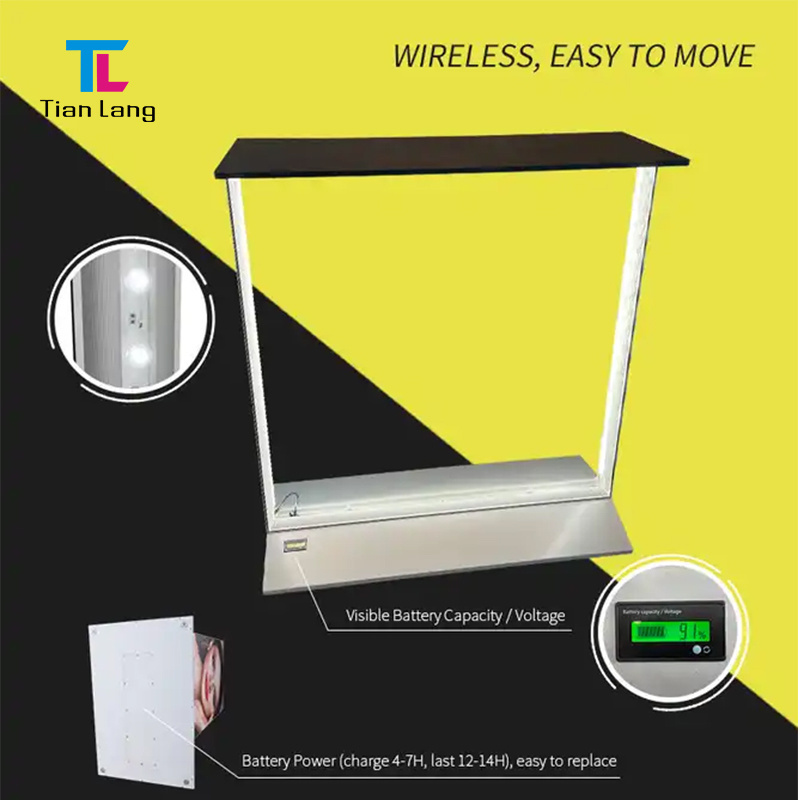 TianLang  Seg Backlit Booth 20x20 Promotion Table Stand Seg Frameless Led Box Light Trade Show Display Counter