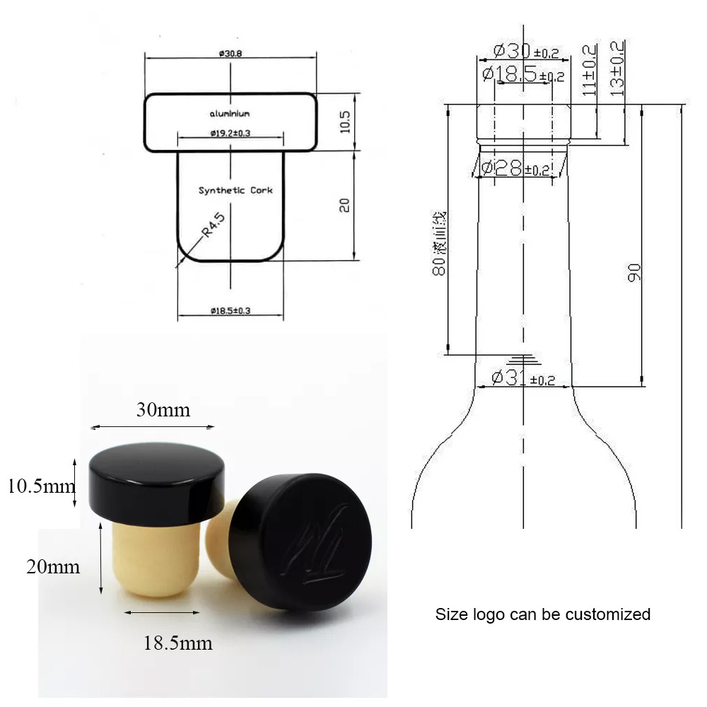 Factory wholesale Custom Bottles Usage agglomerated Wine cork stopper and wine cork