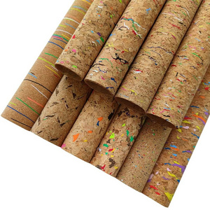 TIANLEICORK 100% Natural Shine Portugal Cork Leather Fabric Sheet Polka Dot Printed Waterproof for Car and Golf Use