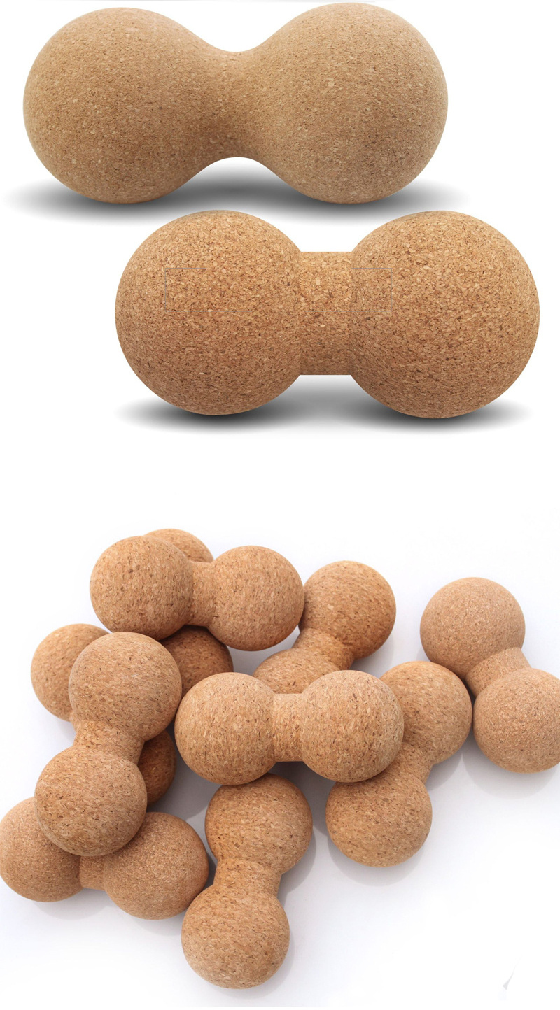 TIANLEICORK Factory Wholesale High Quality 80*160mm Natural Cork Massage Exercise Peanut Yoga Ball Physiotherapy Products