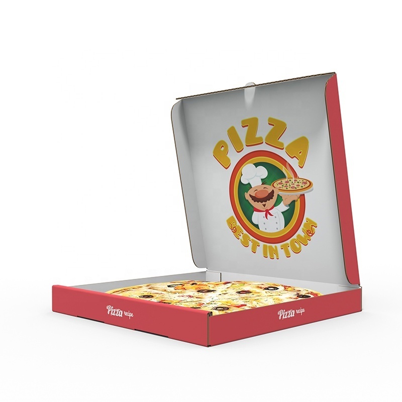 Food grade pizza tale out packaging box Red Pizza Carton Baking Boxes Cardboard Box Packaging For Food