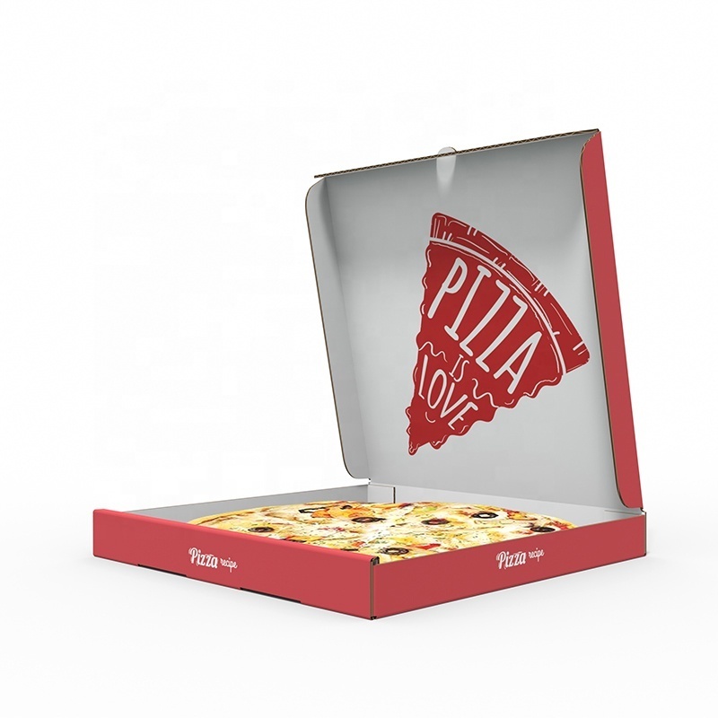 Food grade pizza tale out packaging box Red Pizza Carton Baking Boxes Cardboard Box Packaging For Food