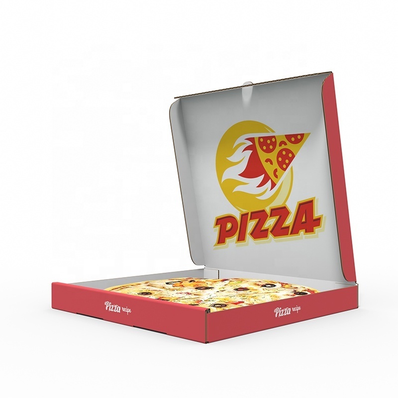 Food grade pizza tale out packaging box Red Pizza Carton Baking Boxes Cardboard Box Packaging For Food