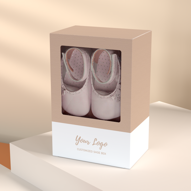 Wholesale Custom Logo  Luxury Mini Baby Shoes Box Gift Pink Socks Packaging  Boxes With Window