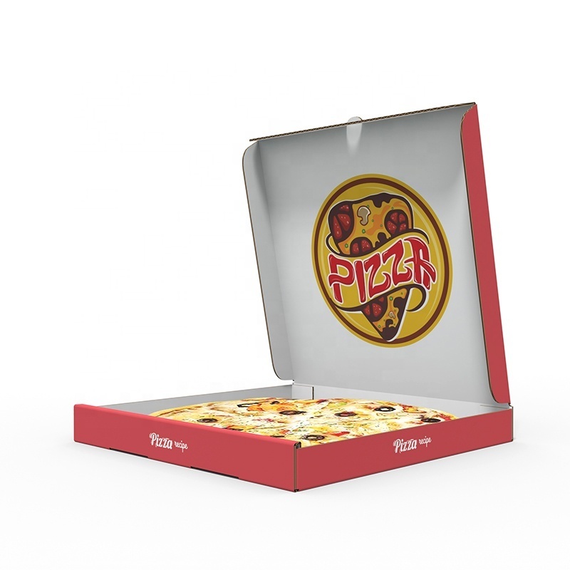 Food grade pizza tale out packaging box Red Pizza Carton Baking Boxes Cardboard Box Packaging For Food