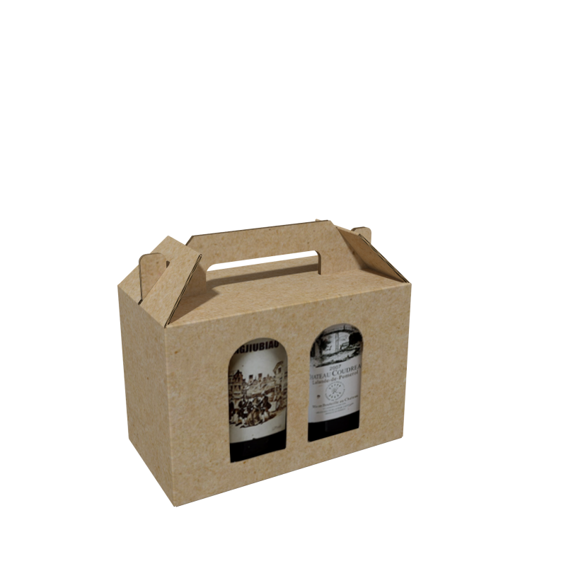 Custom Brown Kraft Paper Corrugated Gable Bottle Carrier Jam Jar Gift Boxes with Window