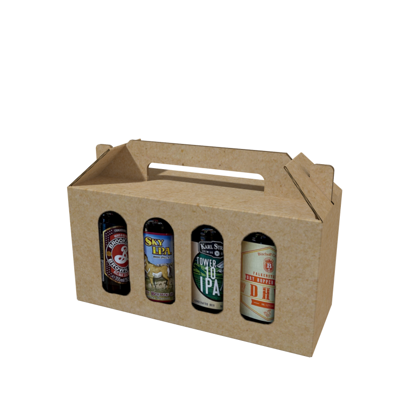 Custom Brown Kraft Paper Corrugated Gable Bottle Carrier Jam Jar Gift Boxes with Window