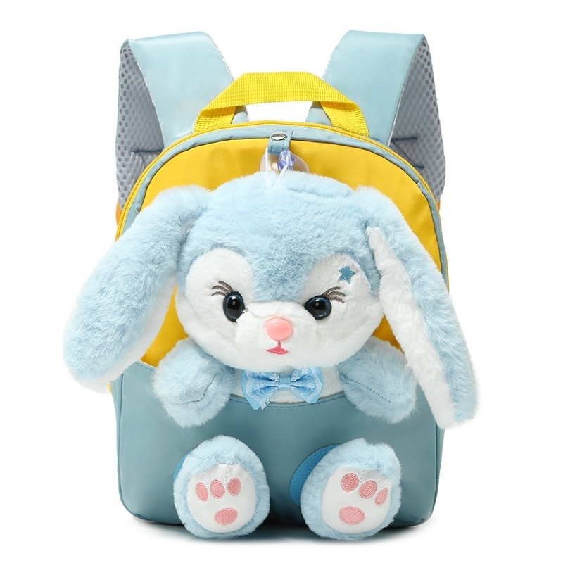 Cartoon School hot selling Animals Rabbit Kindergarten Kids Girl Preschool SchoolBag Plush Cute Bow Children Baby Bag Backpacks