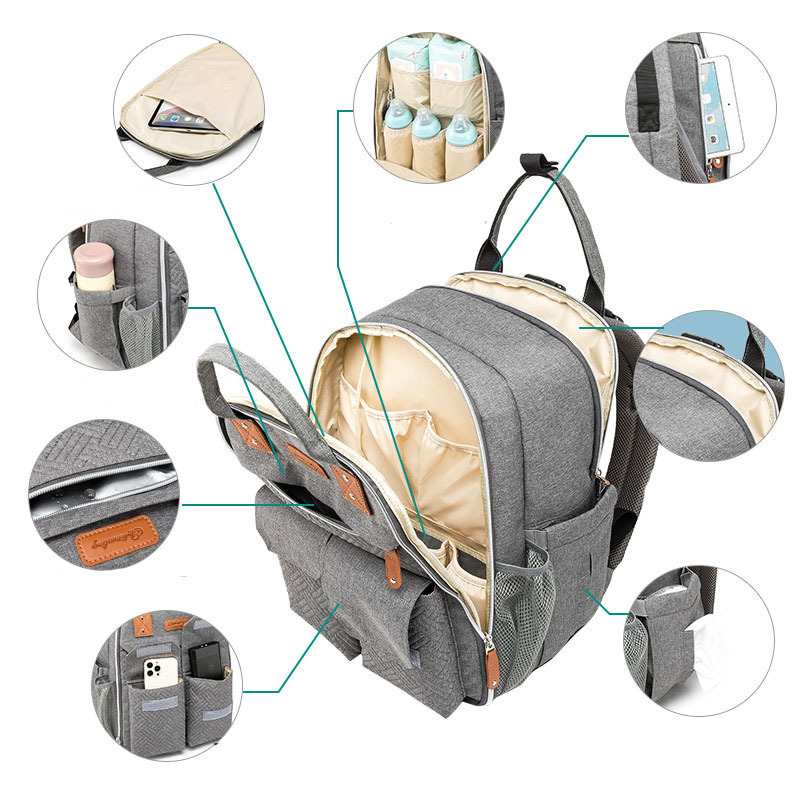 Multifunctional Folding Waterproof babi mom designers mama backpack bag luxury large newborn mother diaper bag for baby  moms