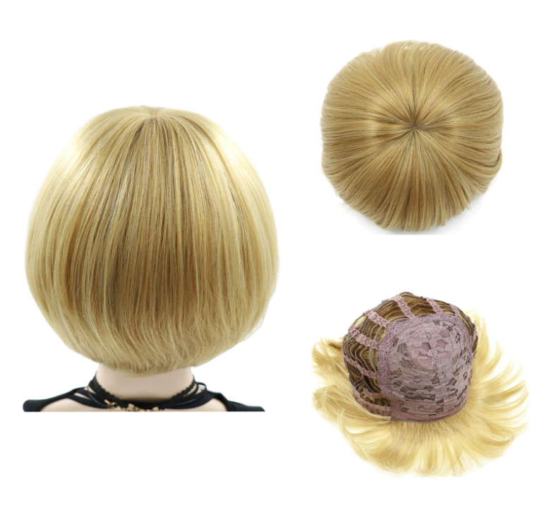 Golden Mushroom Wig Short Bob Wig With Bangs Blonde Bowl Cut Wig