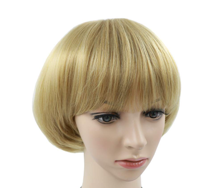 Golden Mushroom Wig Short Bob Wig With Bangs Blonde Bowl Cut Wig