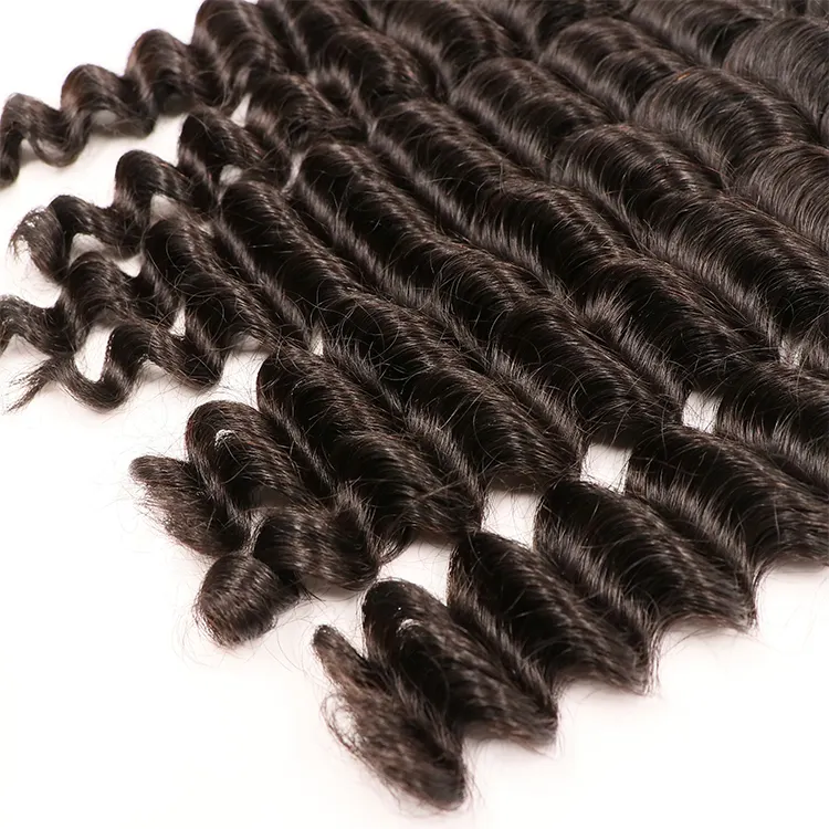 Hot Selling Indian Raw Bulk Hair 20 Inch Deep Wave Bulk Braiding Human Hair