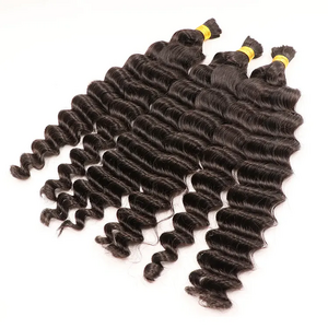 Hot Selling Indian Raw Bulk Hair 20 Inch Deep Wave Bulk Braiding Human Hair