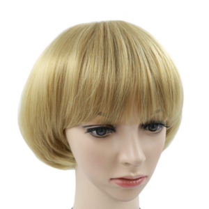 Golden Mushroom Wig Short Bob Wig With Bangs Blonde Bowl Cut Wig