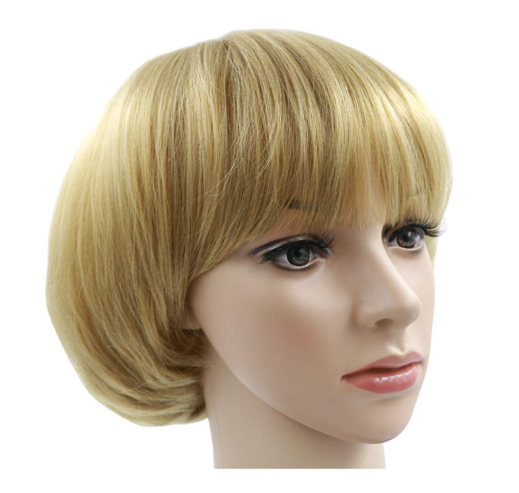 Golden Mushroom Wig Short Bob Wig With Bangs Blonde Bowl Cut Wig